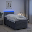 vidaXL Boxspring ágy matraccal és LED-del Sötétszürke 90 x 190 cm