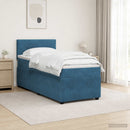 vidaXL Boxspring ágy matraccal LED szalagokkal Kék 90 x 190 cm Bársony