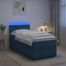 vidaXL Boxspring ágy matraccal LED szalagokkal Kék 90 x 190 cm Bársony