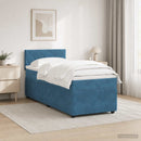 vidaXL Boxspring ágy matraccal LED szalagokkal Kék 90 x 200 cm Bársony