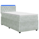 vidaXL Boxspring ágy matraccal Világosszürke 90 x 200 cm Bársony