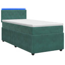 vidaXL Boxspring ágy matraccal Sötétzöld 90 x 200 cm Bársony