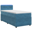vidaXL Boxspring ágy matraccal LED szalagokkal Kék 90 x 200 cm Bársony