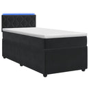 vidaXL Boxspring ágy matraccal fejtámlával Fekete 90 x 200 cm Bársony
