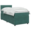 vidaXL Boxspring ágy matraccal Sötétzöld 100 x 200 cm Bársony