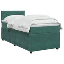 vidaXL Boxspring ágy matraccal Sötétzöld 100 x 200 cm Bársony