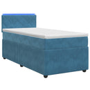 vidaXL Boxspring ágy matraccal fejtámlával Kék 100 x 200 cm Bársony