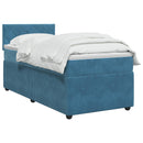 vidaXL Boxspring ágy matraccal fejtámlával Kék 100 x 200 cm Bársony
