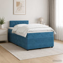 vidaXL Boxspring ágy matraccal fejtámlával Kék 120 x 200 cm Bársony