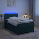 vidaXL Boxspring ágy matraccal Sötétzöld 120 x 200 cm Bársony