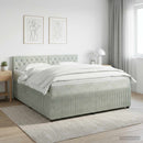vidaXL Boxspring ágy matraccal Világosszürke 140 x 190 cm Bársony