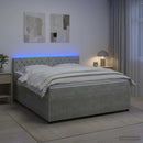 vidaXL Boxspring ágy matraccal Világosszürke 160 x 200 cm Bársony