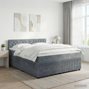vidaXL Boxspring ágy matraccal Sötétszürke 160 x 200 cm Bársony