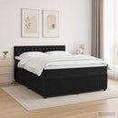 vidaXL Boxspring ágy matraccal fejtámlával Fekete 140 x 190 cm Bársony