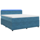 vidaXL Boxspring ágy matraccal fejtámlával Kék 180 x 200 cm Bársony