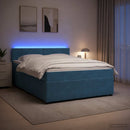 vidaXL Boxspring ágy matraccal fejtámlával Kék 140 x 200 cm Bársony