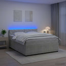 vidaXL Boxspring ágy matraccal Világosszürke 140 x 190 cm Bársony