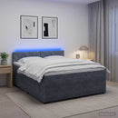 vidaXL Boxspring ágy matraccal Sötétszürke 140 x 200 cm Bársony