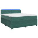 vidaXL Boxspring ágy matraccal Sötétzöld 180 x 200 cm Bársony