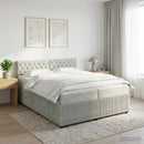 vidaXL Boxspring ágy matraccal Világosszürke 200 x 200 cm Bársony