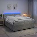 vidaXL Boxspring ágy matraccal Világosszürke 200 x 200 cm Bársony