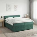 vidaXL Boxspring ágy matraccal Sötétzöld 200 x 200 cm Bársony