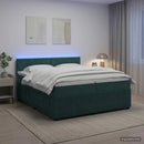 vidaXL Boxspring ágy matraccal Sötétzöld 200 x 200 cm Bársony