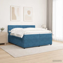 vidaXL Boxspring ágy matraccal fejtámlával Kék 200 x 200 cm Bársony