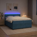 vidaXL Boxspring ágy matraccal fejtámlával Kék 200 x 200 cm Bársony