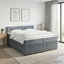 vidaXL Boxspring ágy matraccal Sötétszürke 200 x 200 cm Bársony