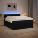 vidaXL Boxspring ágy matraccal fejtámlával Fekete 200 x 200 cm Bársony