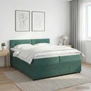 vidaXL Boxspring ágy matraccal Sötétzöld 200 x 200 cm Bársony