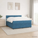 vidaXL Boxspring ágy matraccal fejtámlával Kék 200 x 200 cm Bársony