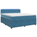vidaXL Boxspring ágy matraccal fejtámlával Kék 200 x 200 cm Bársony