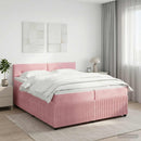 vidaXL Boxspring ágy matraccal Rózsaszín 200 x 200 cm Bársony