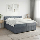 vidaXL Boxspring ágy matraccal Sötétszürke 200 x 200 cm Bársony