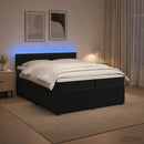 vidaXL Boxspring ágy matraccal fejtámlával Fekete 200 x 200 cm Bársony