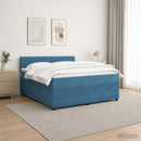 vidaXL Boxspring ágy matraccal fejtámlával Kék 200 x 200 cm Bársony