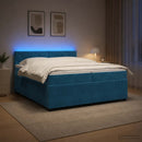 vidaXL Boxspring ágy matraccal fejtámlával Kék 200 x 200 cm Bársony