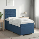 vidaXL Boxspring ágy matraccal fejtámlával Kék 90 x 200 cm Szövet