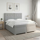 vidaXL Boxspring ágy matraccal Világosszürke 140 x 190 cm Szövet