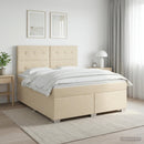 vidaXL Boxspring ágy matraccal Krémszínű 180 x 200 cm Szövet