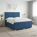 vidaXL Boxspring ágy matraccal fejtámlával Kék 160 x 200 cm Szövet