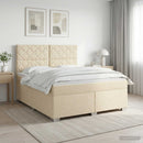 vidaXL Boxspring ágy matraccal Krémszínű 160 x 200 cm Szövet