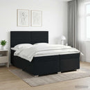 vidaXL Boxspring ágy matraccal fejtámlával Fekete 200 x 200 cm Szövet
