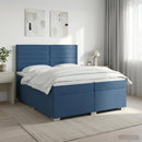 vidaXL Boxspring ágy matraccal fejtámlával Kék 200 x 200 cm Szövet