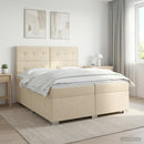 vidaXL Boxspring ágy matraccal Krémszínű 200 x 200 cm Szövet