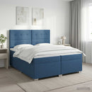 vidaXL Boxspring ágy matraccal fejtámlával Kék 200 x 200 cm Szövet