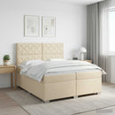 vidaXL Boxspring ágy matraccal Krémszínű 200 x 200 cm Szövet