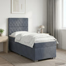 vidaXL Boxspring ágy matraccal Sötétszürke Egyszemélyes Bársony